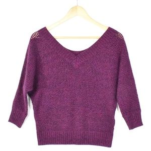 EXPRESS Open Knit Dolman Sleeve V-Neck Sweater M
